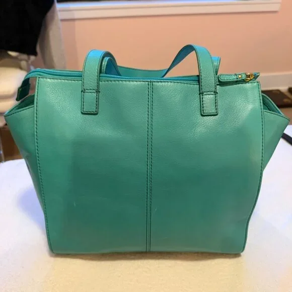 Rare Fossil Teal Satchel Leather Shoulder Bag Spring - Picture 2 of 11